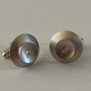 Hickok Mid-Century Starburst Sterling Silver‎ Cuff Links